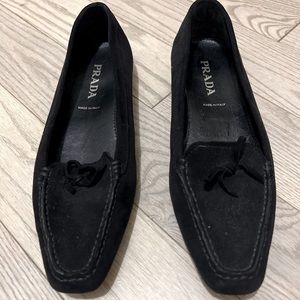PRADA Black Suede Leather Loafers Women’s Shoes Size 35/5